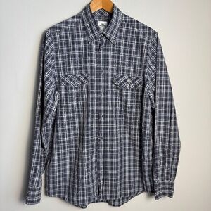 Lacoste Men's Plaid Long Sleeve Button Up Casual Cotton Shirt Gray EU42 (Large)